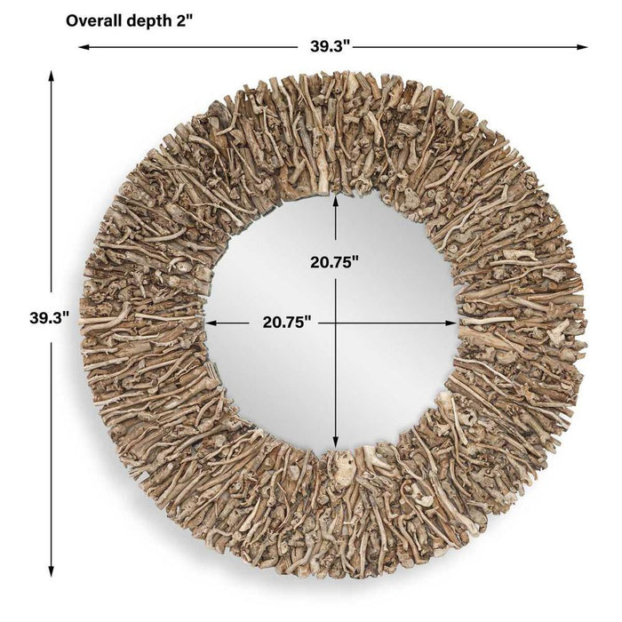 Uttermost Rossetti Natural Wood Round Wall Mirror