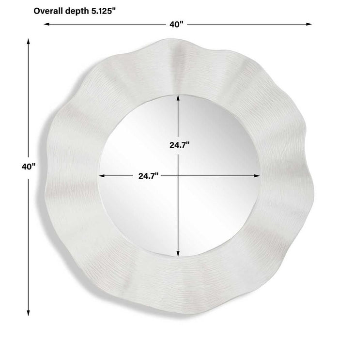 Uttermost Wave Length White Round Wall Mirror