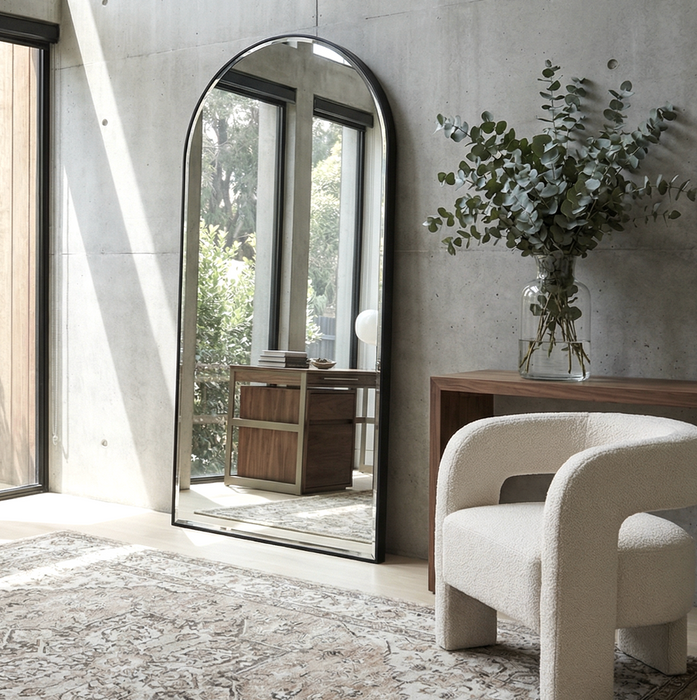 Holly Black Arched Full-Length Floor Mirror