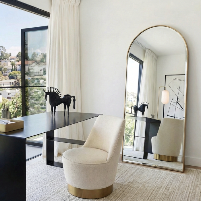 Elodia Gold Arched Full-Length Floor Mirror