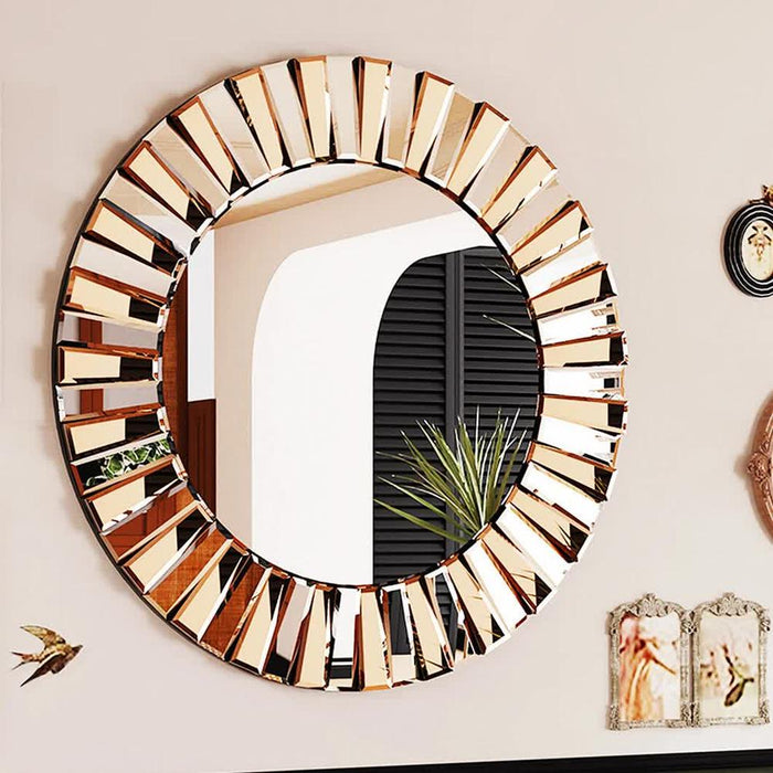 Solara Beveled Sunburst Round Mirror