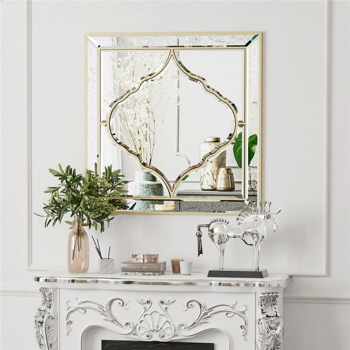 Walter Gold Framed Square Decorative Wall Mirror