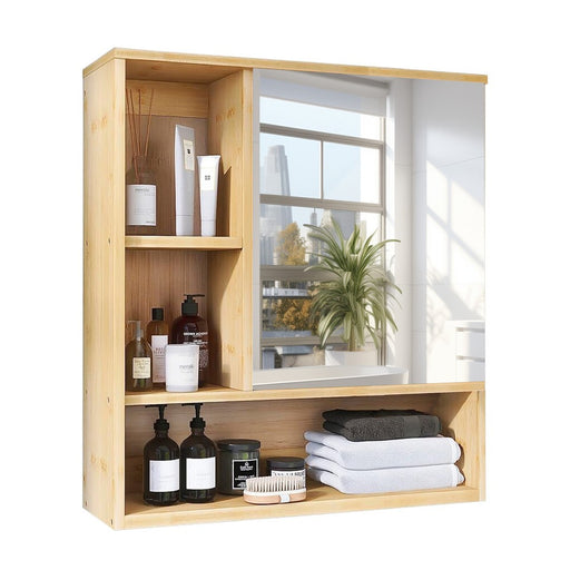 Oscar Bamboo Wall-Mounted Mirror Cabinet