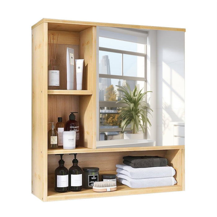 Oscar Bamboo Wall-Mounted Mirror Cabinet