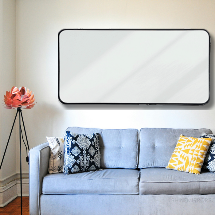 Valeria Black Full Length Wall Mirror With Curved Corners