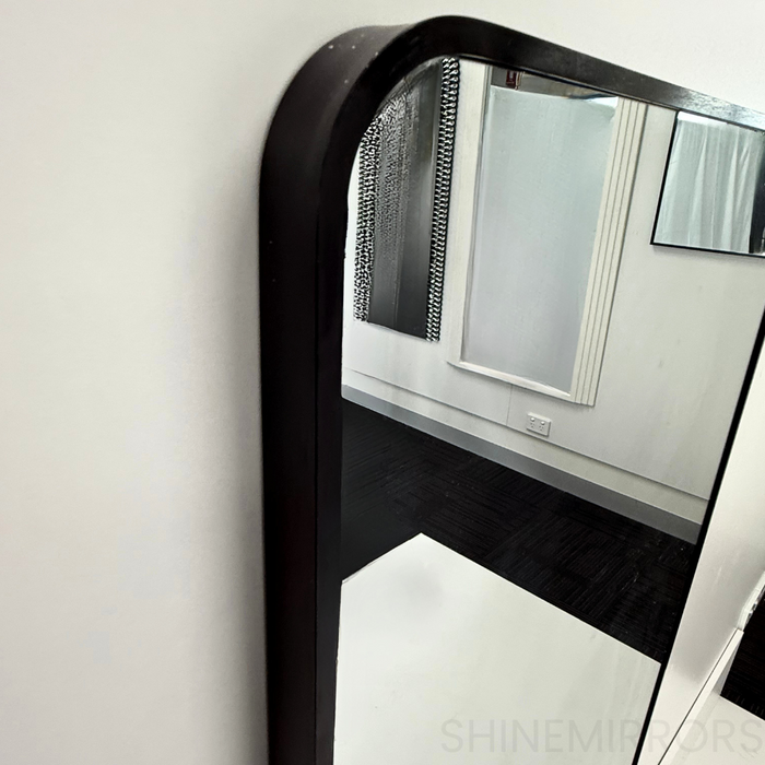 Valeria Black Full Length Wall Mirror With Curved Corners