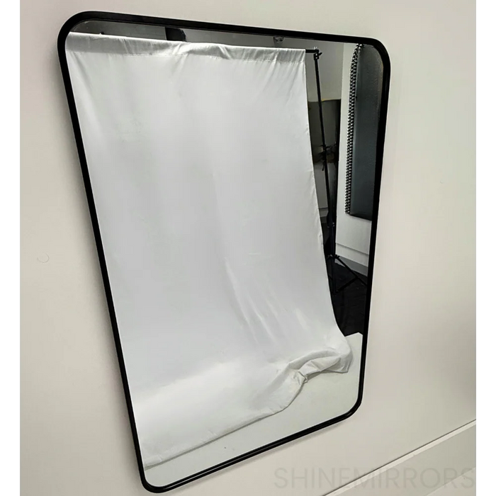 Valeria Black Full Length Wall Mirror With Curved Corners