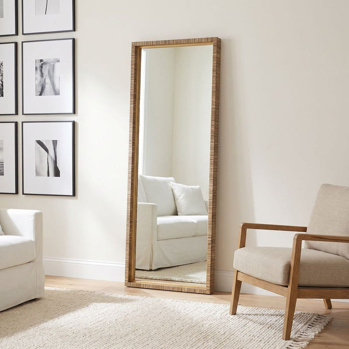 Penelope Warm Natural Rattan Full-Length Wall Mirror