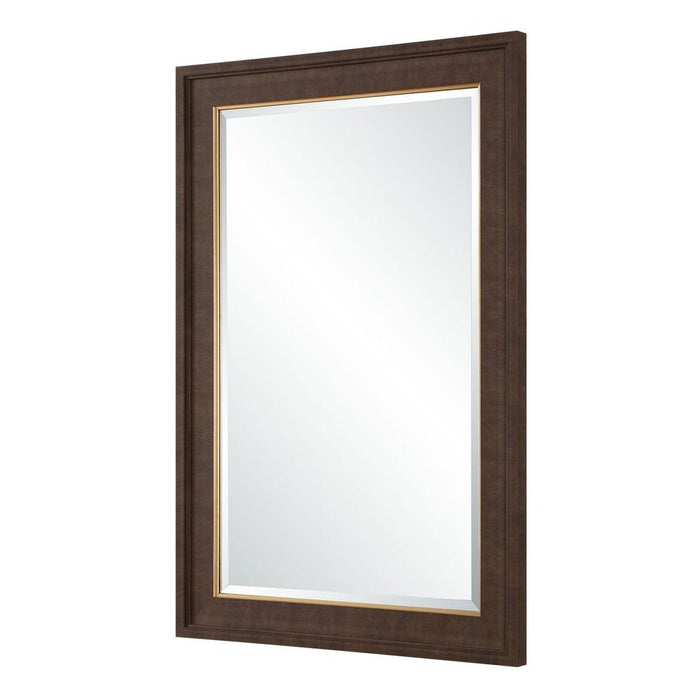 Waverly Chocolate Faux Leather Wall Mirror