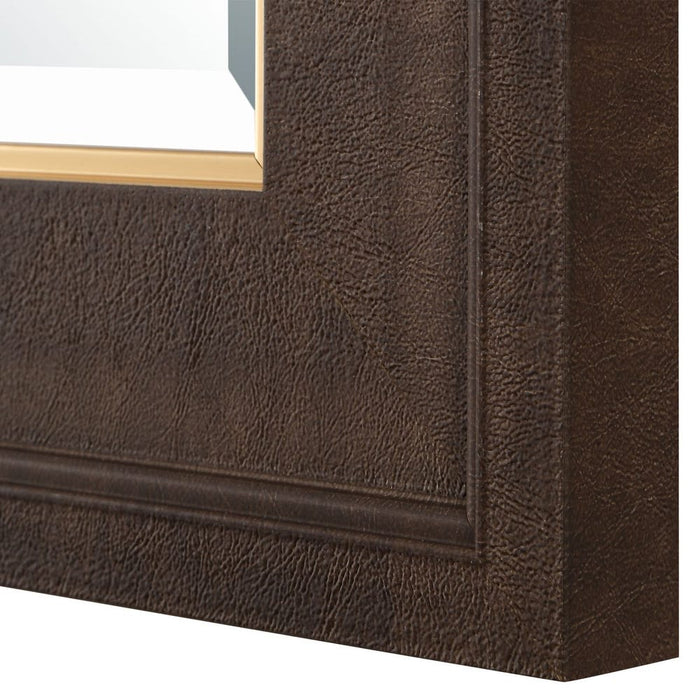 Waverly Chocolate Faux Leather Wall Mirror