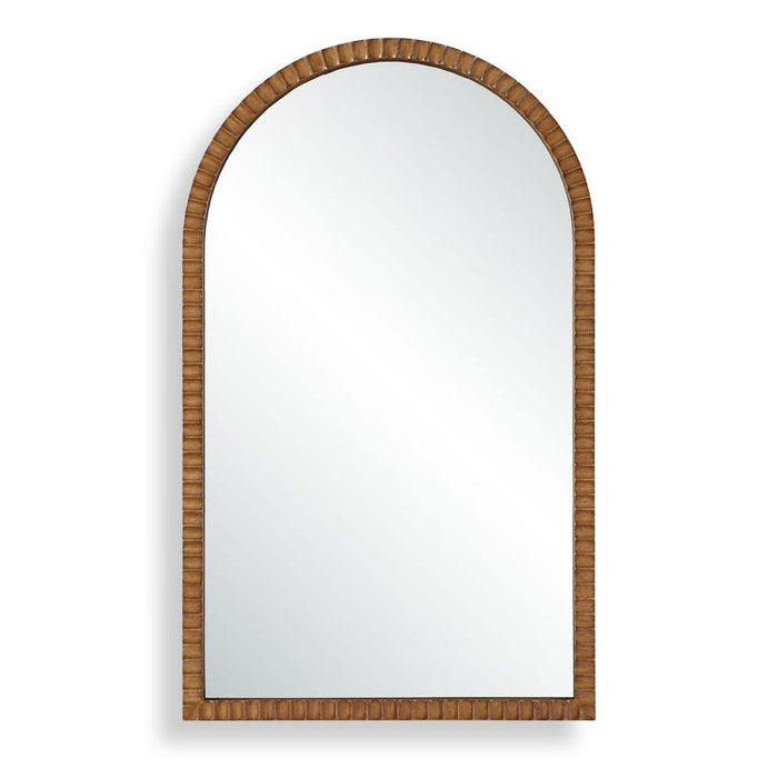 Arabella Warm Natural Wood Fluted Arch Wall Mirror