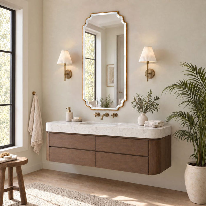 Maude Antique Gold Leaf Scalloped Wall Mirror