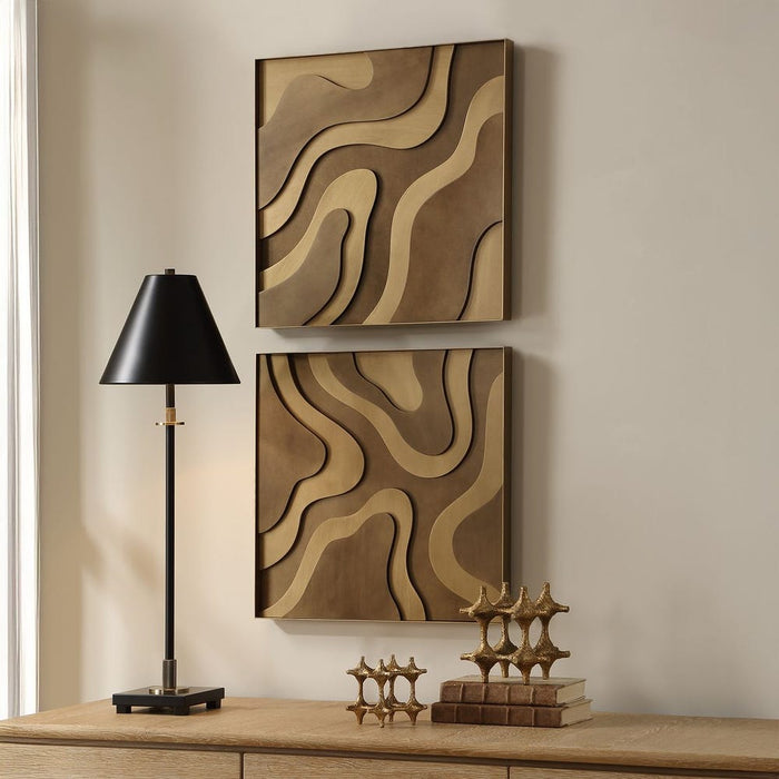 Uttermost Golden Terrain Wood Wall Decor, Set of 2