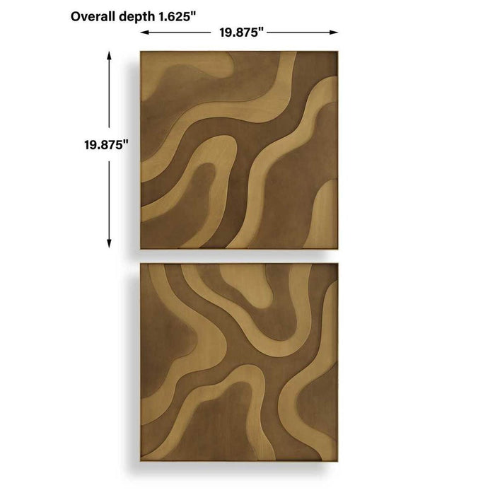 Uttermost Golden Terrain Wood Wall Decor, Set of 2