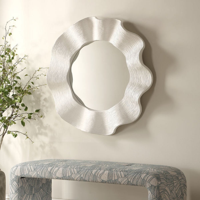 Uttermost Wave Length White Round Wall Mirror