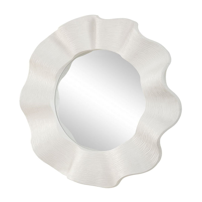 Uttermost Wave Length White Round Wall Mirror