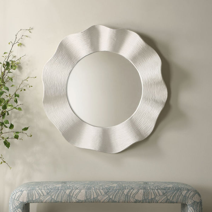 Uttermost Wave Length White Round Wall Mirror