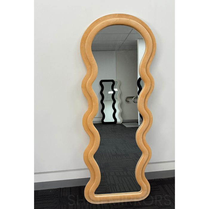 Wennie Orange Velvet Full Length Mirror