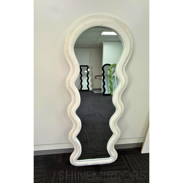 Wennie White Velvet Full Length Mirror