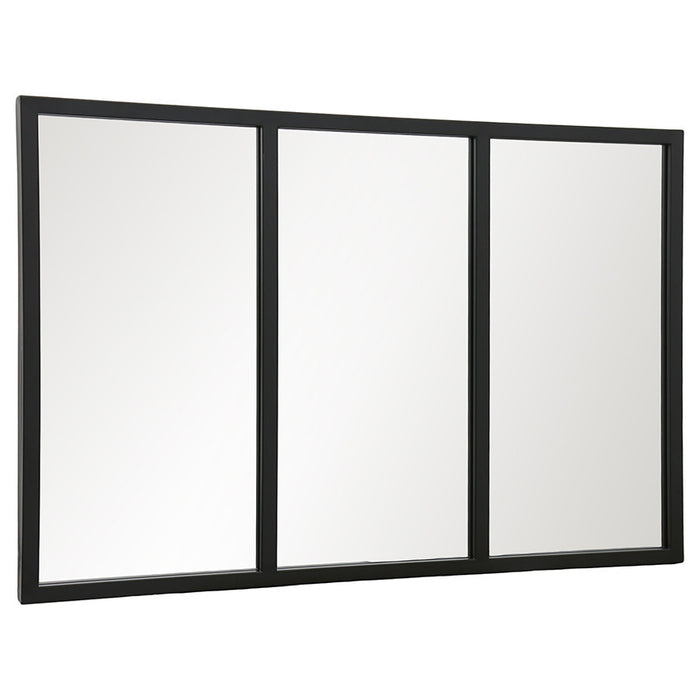 Carolina 3-Panel Black Iron Frame Window Wall Mirror