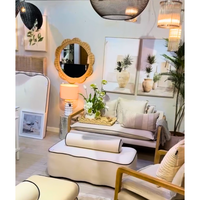 Yindi Round Natural Scallop Wall Mirror