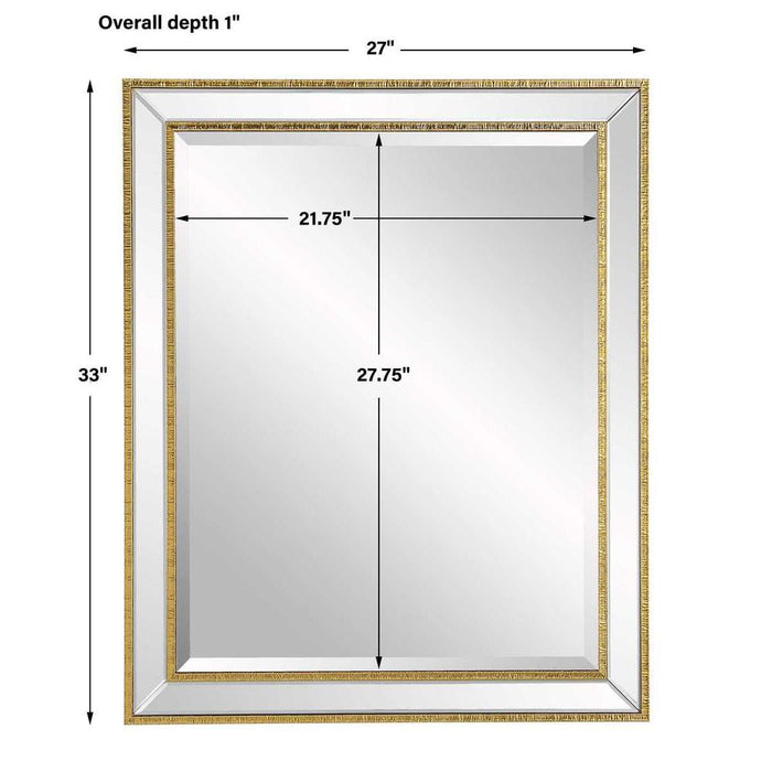 Zorina Gold Textured Beveled Wall Mirror - For Clearance