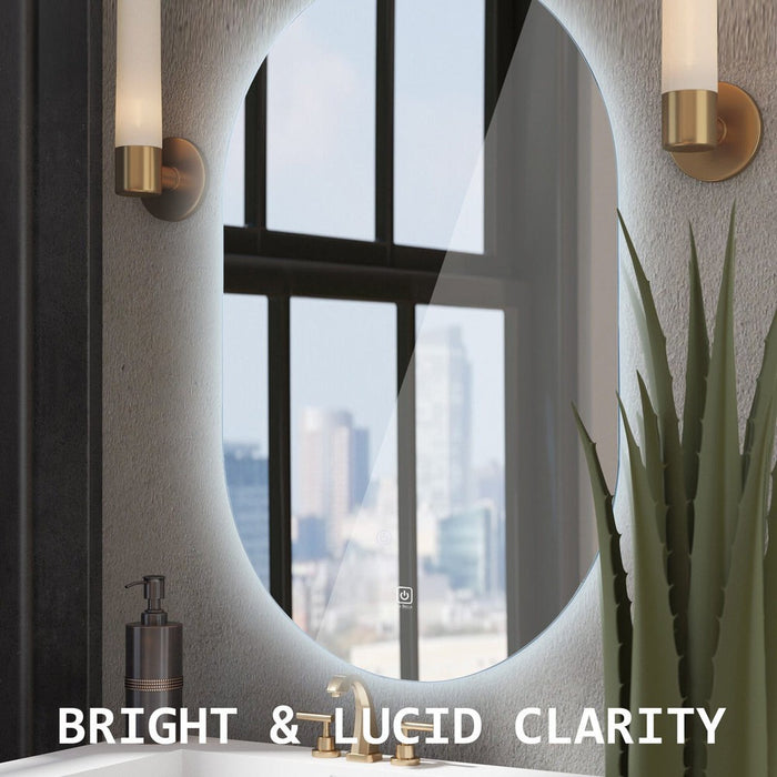 Alora LED Backlit Oval Frameless Small Bathroom Mirror