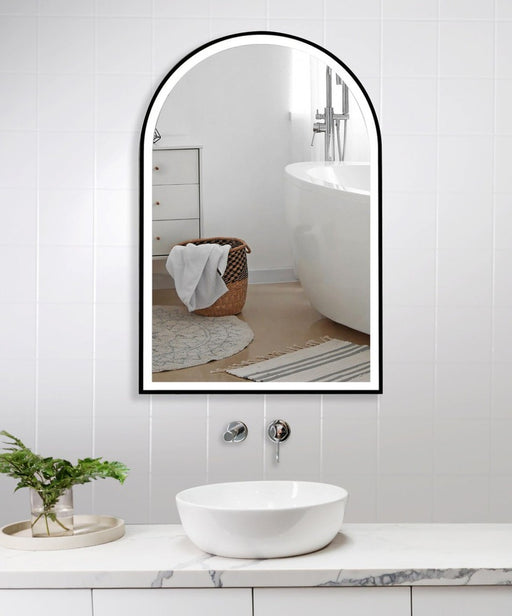 Amalia Matte Black Arched LED Frontlit Wall Mirror