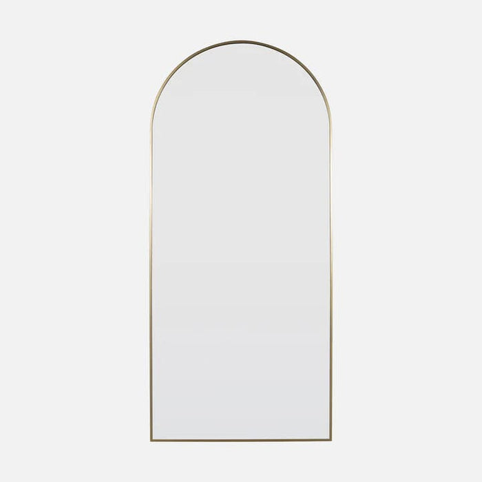 Amber Full Length Satin Brass Arch Wall Mirror Large: 170cm x 2.5cm x 76cm