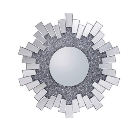 Ancell Round Grey Sparkling Crush Crystal Wall Mirror