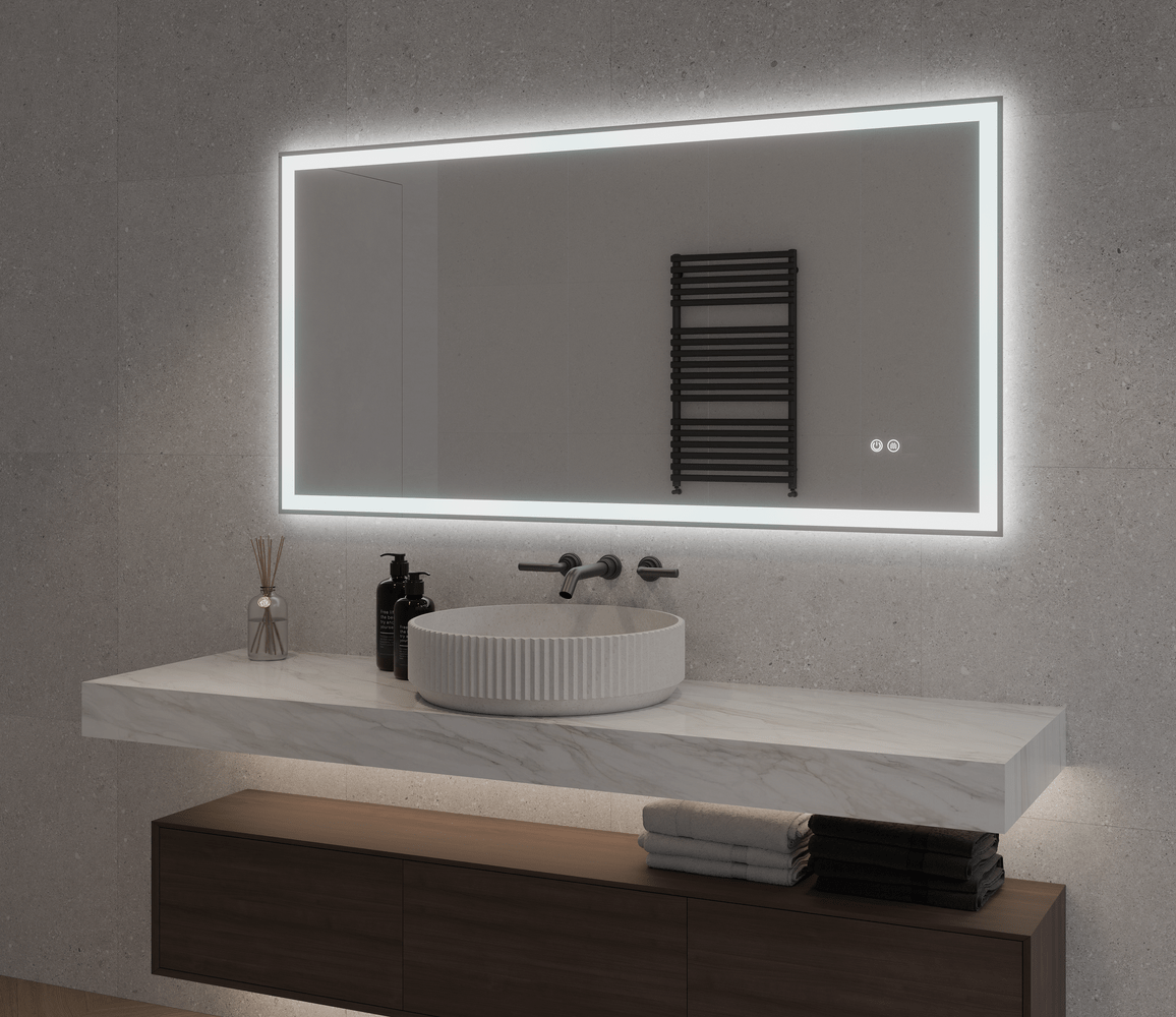 Anthony Rectangle Frontlit and Backlit LED Mirror with Adjustable LED ...