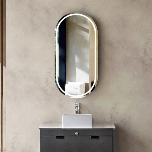 Antonella Black Oak LED Frontlit Mirrored Bathroom Shaving Cabinet