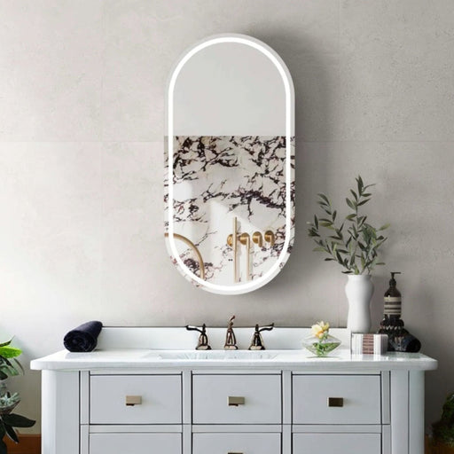 Antonella Matte White LED Frontlit Mirrored Bathroom Shaving Cabinet