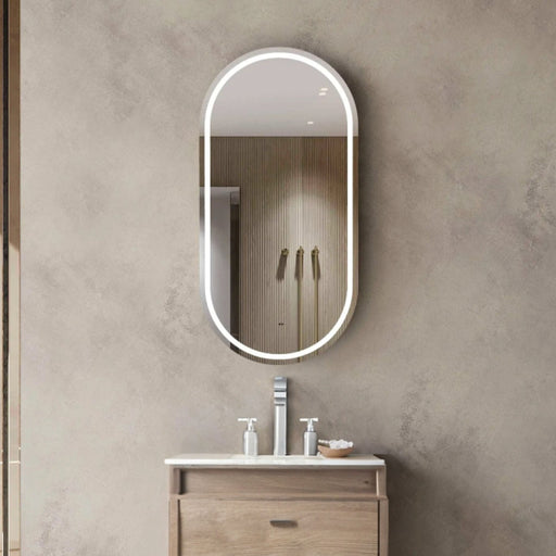 Antonella Natural Oak LED Frontlit Mirrored Bathroom Shaving Cabinet