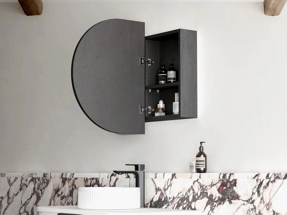 Bryson Black Oak LED Frontlit Mirrored Bathroom Shaving Cabinet 2-Door
