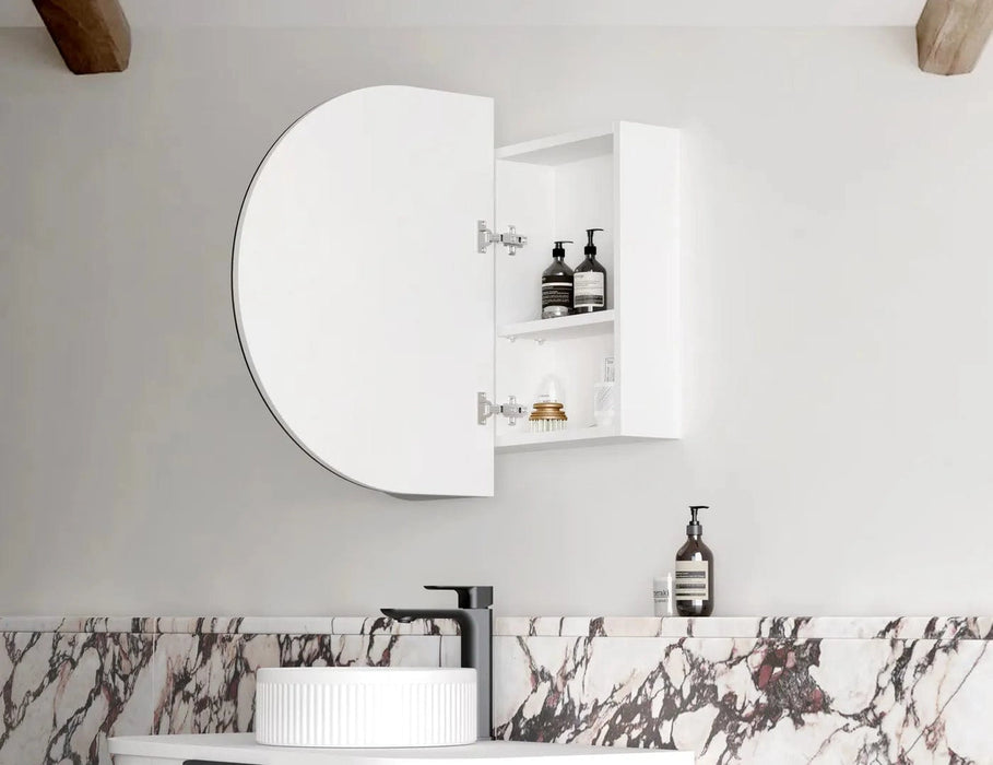 Bryson Matt White LED Frontlit Mirrored Bathroom Shaving Cabinet 2-Door