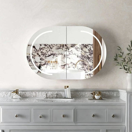 Bryson Matt White LED Frontlit Mirrored Bathroom Shaving Cabinet 2-Door