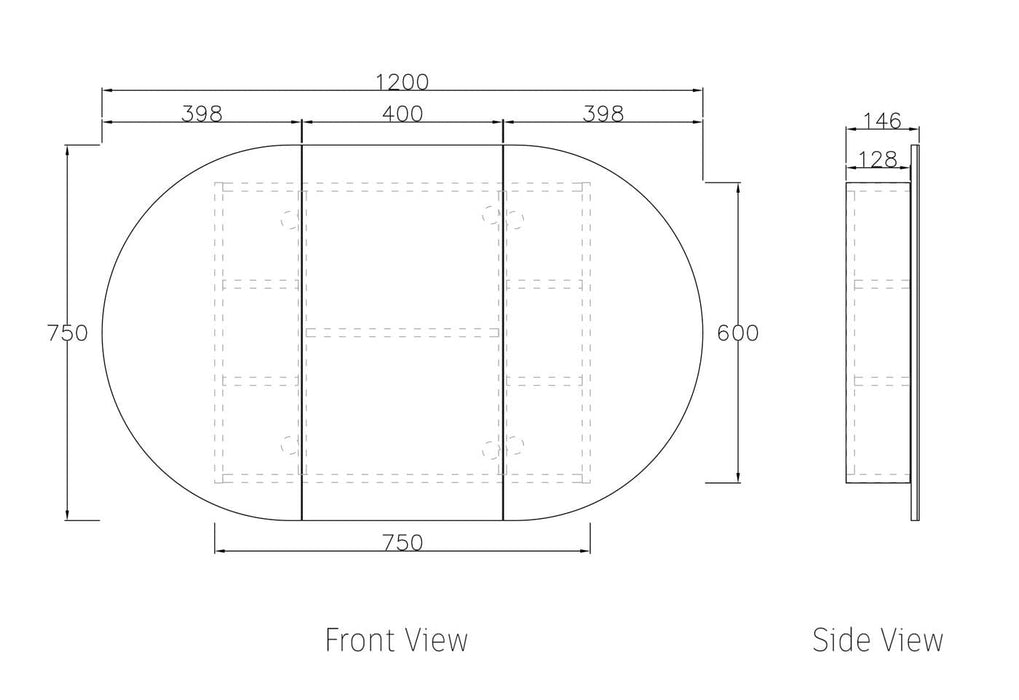 Bryson 3 Door Woodland Oak Mirrored Bathroom Shaving Cabinet