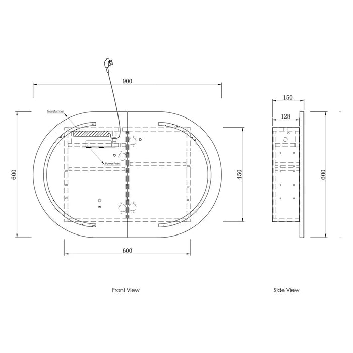 Bryson Woodland Oak LED Frontlit Mirrored Bathroom Shaving Cabinet 2-Door
