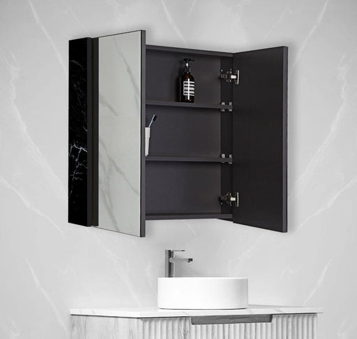Burke Glacier Black Shaving Bathroom Mirror Cabinet