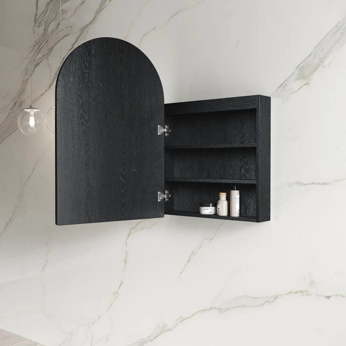 Camilla Black Oak LED Frontlit Mirrored Bathroom Shaving Cabinet