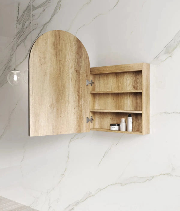Camilla Natural Oak LED Frontlit Mirrored Bathroom Shaving Cabinet