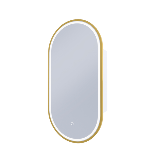 Capsule LED Frontlit Oval Shaving Mirrored Cabinet - With Option for Coloured Frame Gold