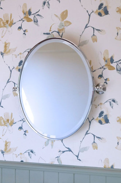 Matilda Chrome Silver Oval Pivot Wall Mirror