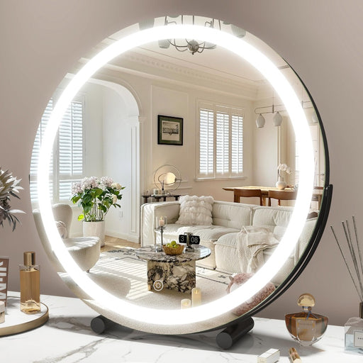 Claude Vanity LED Makeup Mirror Tabletop With Adjustable Light and Dimmable Option Black