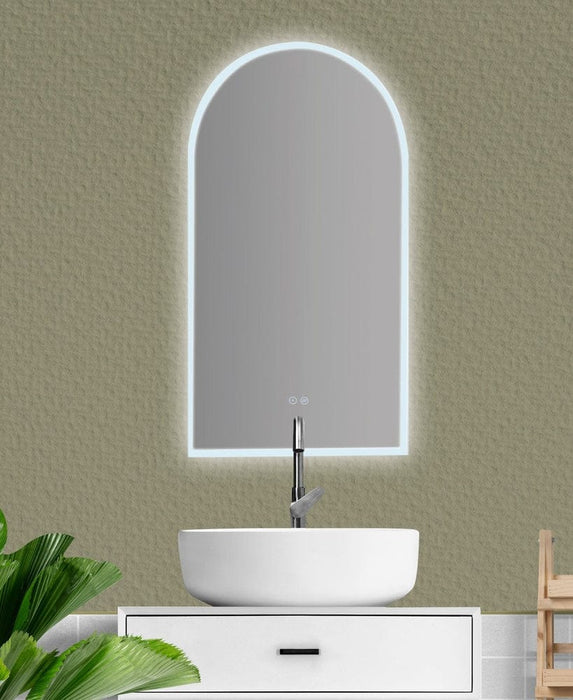 Cooper Arched Frontlit LED Bathroom Mirror Matte White