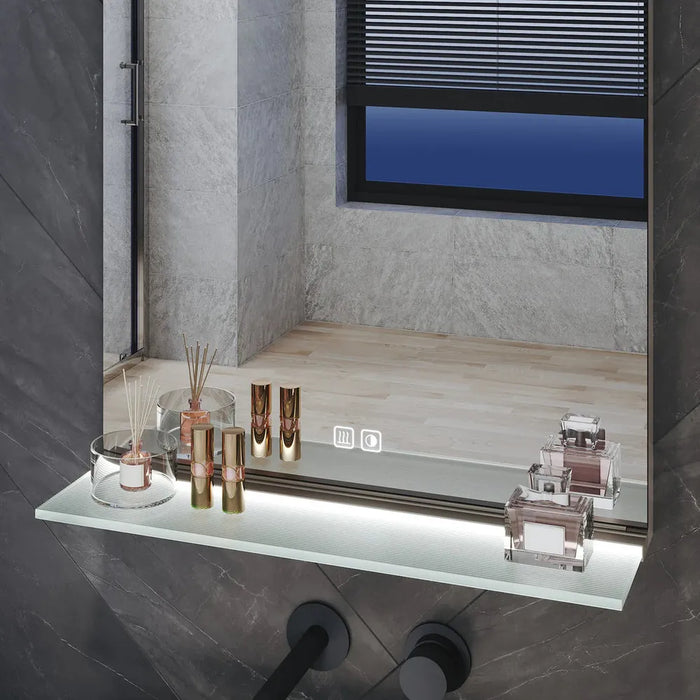 Arzen LED Bathroom Wall Mirror With Glass Shelf