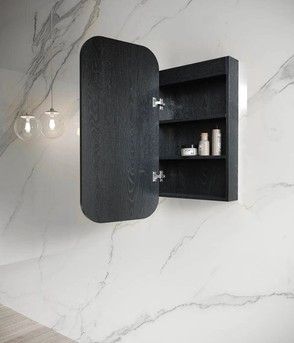 Delfina Black Oak LED Frontlit Mirrored Bathroom Shaving Cabinet