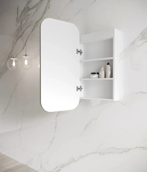 Delfina Matte White LED Frontlit Mirrored Bathroom Shaving Cabinet