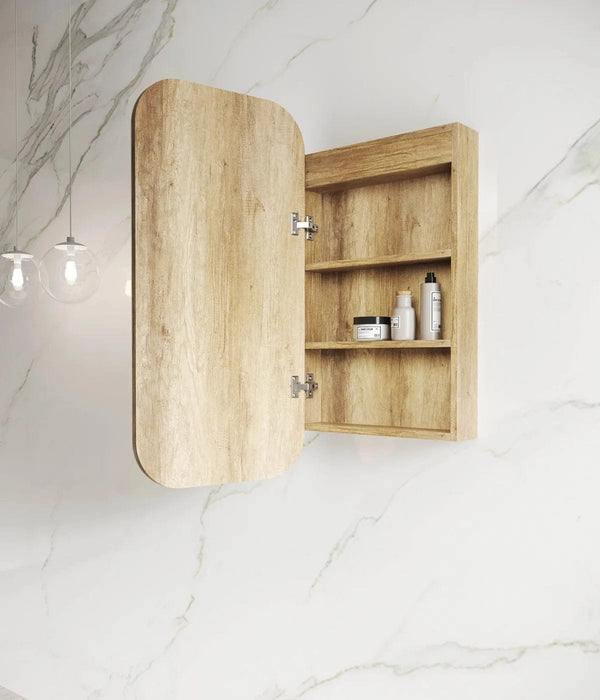 Delfina Natural Oak LED Frontlit Mirrored Bathroom Shaving Cabinet